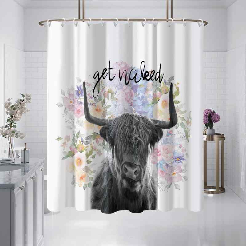 シャワーカーテン ウエストハイランドホワイトテリア 犬柄 デジタルプリント 防水 ポリエステル製 穴開け不要 突っ張り棒式 浴室 お風呂 トイレ 間仕切り 目隠し おしゃれ かわいい モダン シンプル