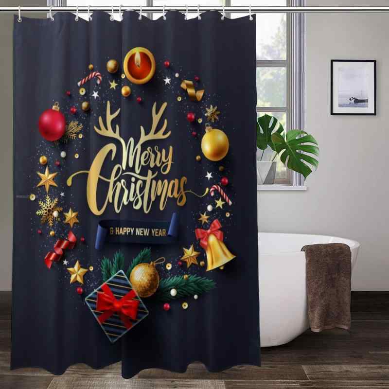 シャワーカーテン クリスマス 3D柄 立体デザイン 防水 防カビ ポリエステル製 浴室 バスルーム お風呂 間仕切り 目隠し 厚手 耐久性 おしゃれ モダン シンプル スタイリッシュ インテリア雑貨 ユニットバス 模様替え