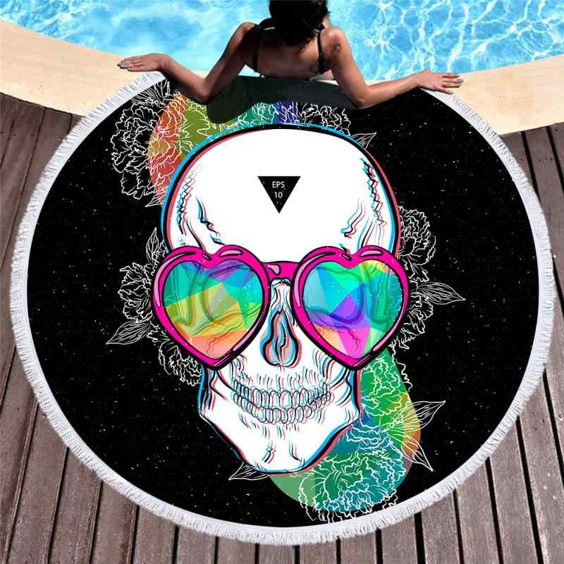 ビーチタオル 欧米レトロ 円形 刺繍 プリント柄 マイクロファイバー ヨガマット UVカット フリンジ付き 春夏 大判 吸水速乾 ビーチブランケット ヨガラグ プール レジャー アウトドア(x2)