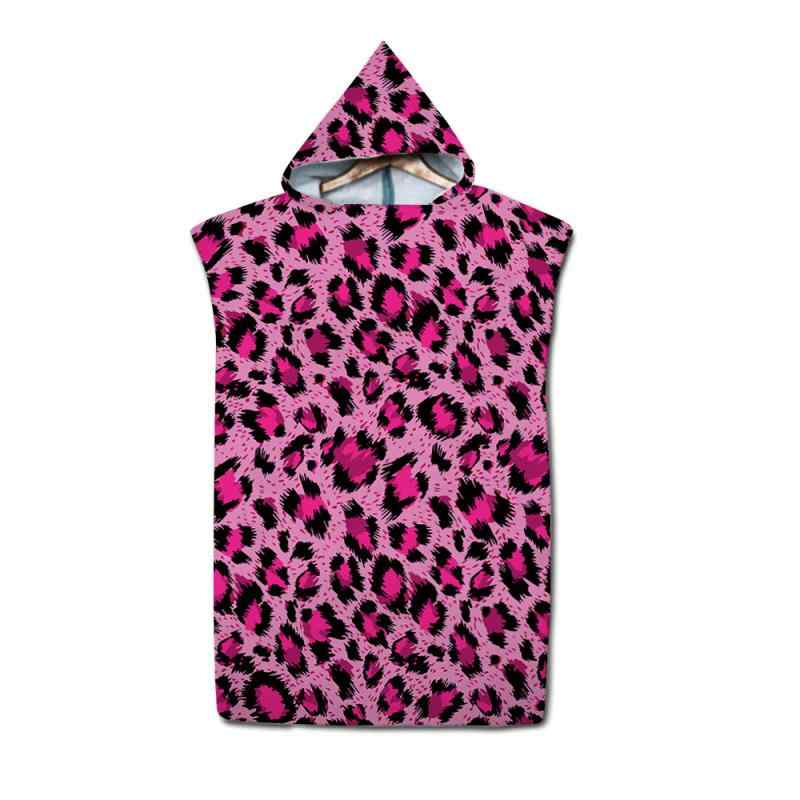 着替えポンチョ ヒョウ柄 ビーチ 海水浴 フード付き 日よけ マイクロファイバー 吸水速乾 軽量 柔らかい スイミング プール バスタオル バスローブ ガウン マリンスポーツ 春夏(x2)