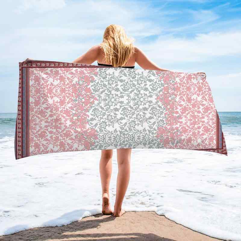 バスタオル ビーチタオル マイクロファイバー 速乾 吸水性 軽量 スクエア 正方形 両面フリース レトロ..