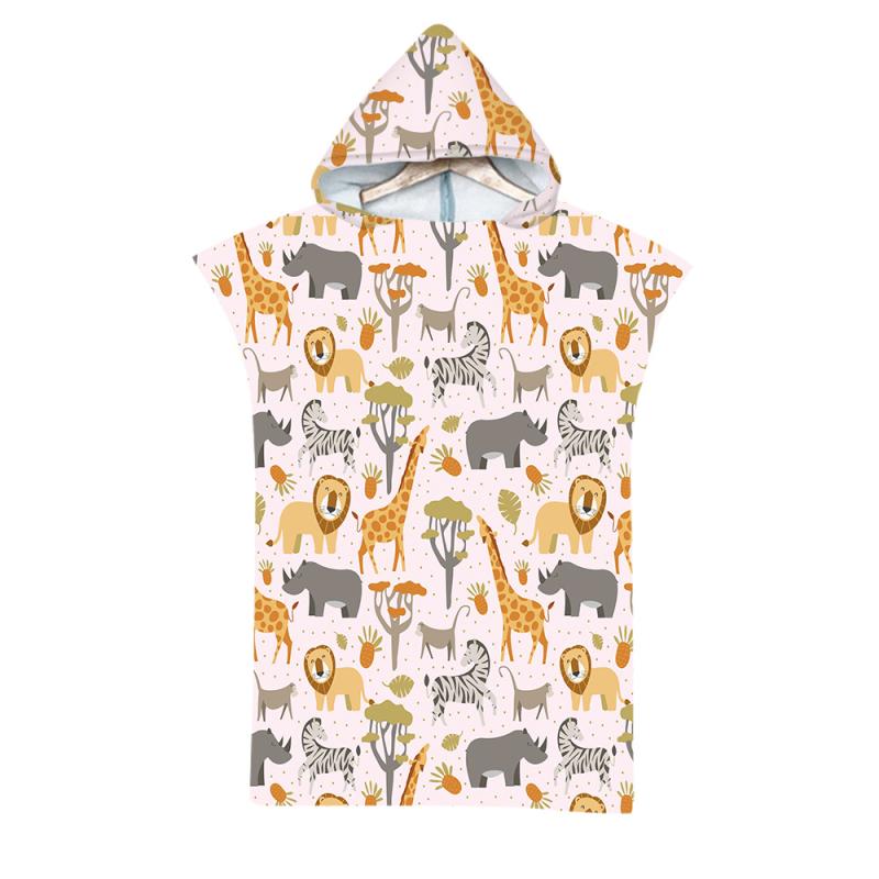 ビーチポンチョ かわいい キャラクター柄 フード付き UVカット 日焼け防止 マイクロファイバー 吸水速乾 プール スイミング 海水浴 着替えタオル バスタオル バスローブ 夏 大人用(x2)