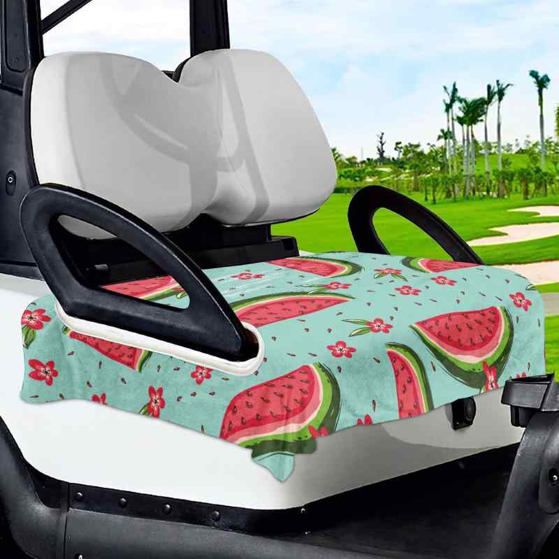 シートクッション ゴルフカート用 座席カバー タオル生地 ポリエステル製 スイカ柄 ボタニカルデザイン..