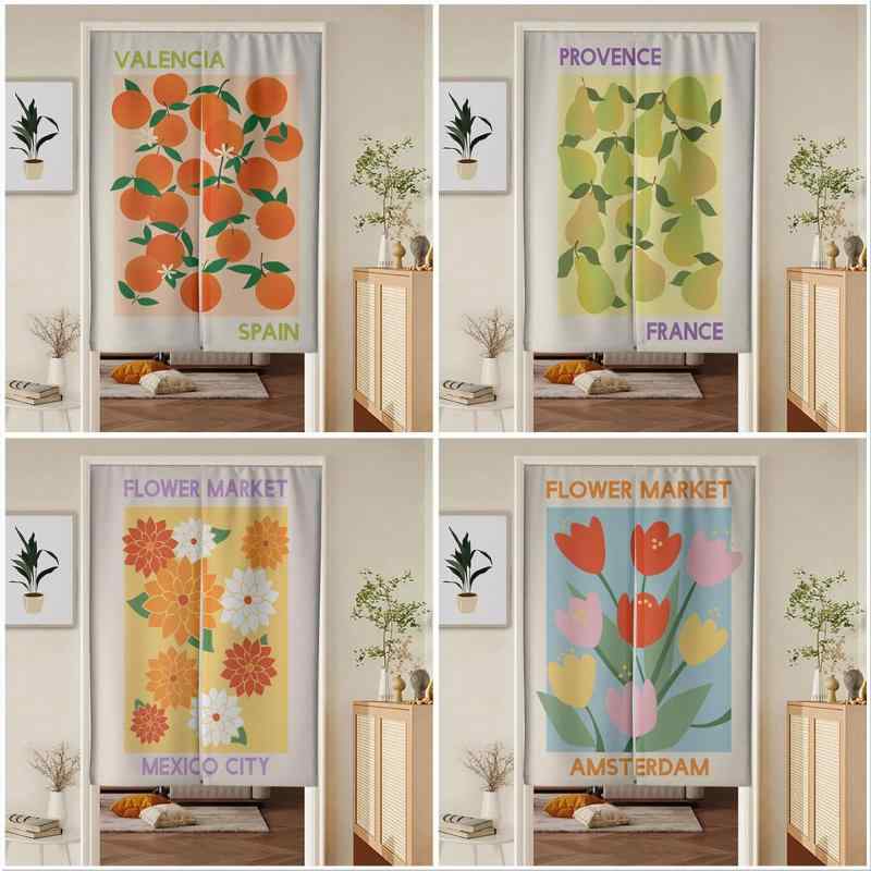 のれん 間仕切りカーテン 北欧風 ファブリック 布製 高級感 抽象柄 モダン おしゃれ 目隠し トイレ 寝..