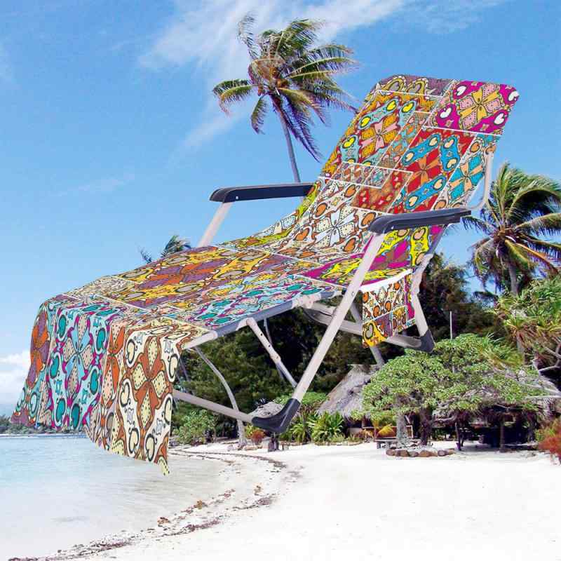 ビーチチェアカバー サマーベッドカバー 幾何学柄 マイクロファイバー ビーチタオル タオルシート 海 ..