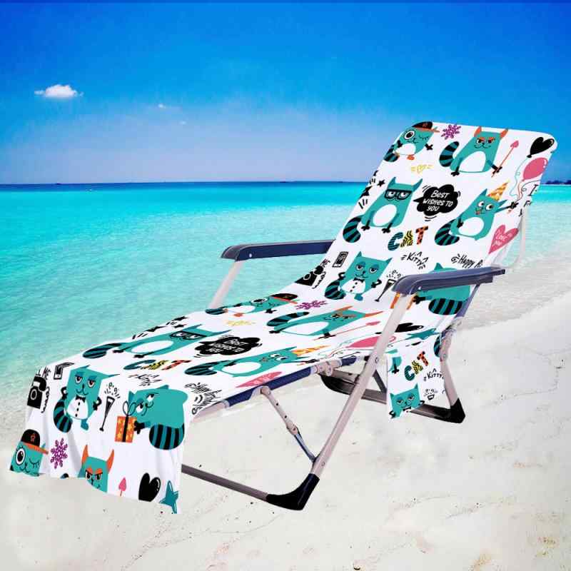 ビーチタオル ビーチチェアカバー サマーベッド 超極細繊維 マイクロファイバー 猫柄 速乾 吸水 軽量 ..