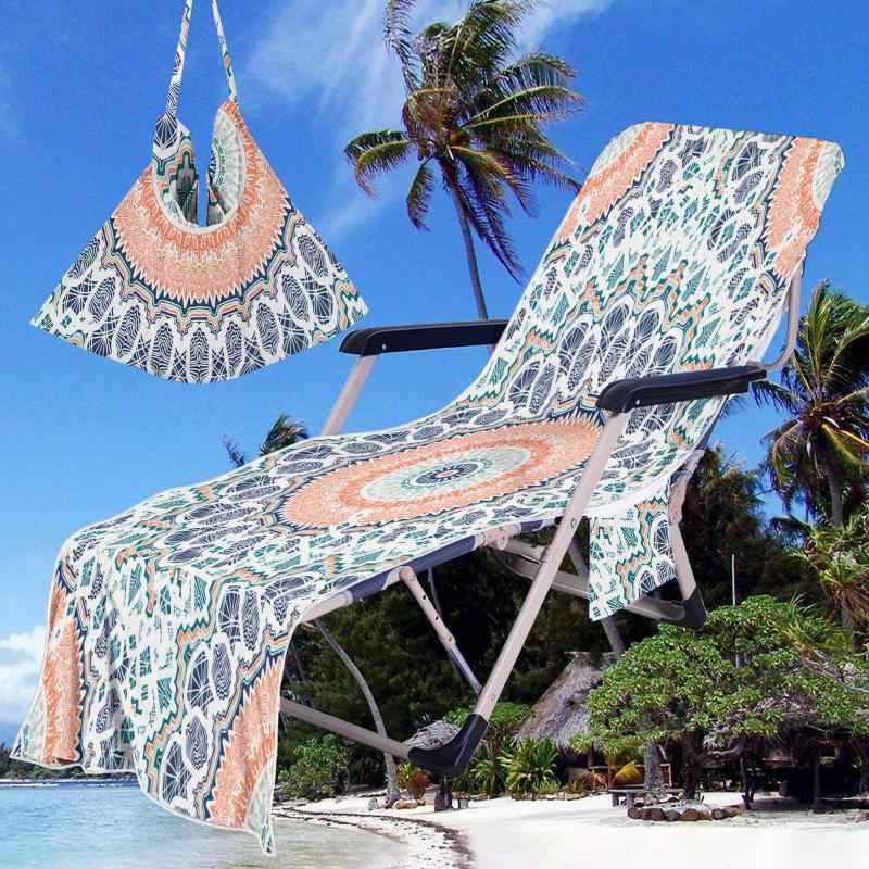 ビーチチェアカバー マイクロファイバー 3Dデジタルプリント 幾何学模様 吸水速乾 接触冷感 軽量 大判 ..