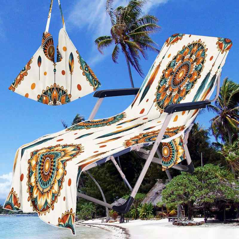 ビーチチェアカバー マイクロファイバー 超極細繊維 吸水 速乾 軽量 接触冷感 3Dデジタルプリント 幾何..
