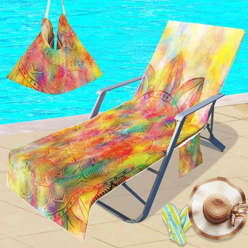 ビーチタオル マイクロファイバー 吸水速乾 ビーチチェアカバー ラウンジチェアカバー 3Dデジタルプリント 幾何学柄 春夏 約75cm 210cm(x2)