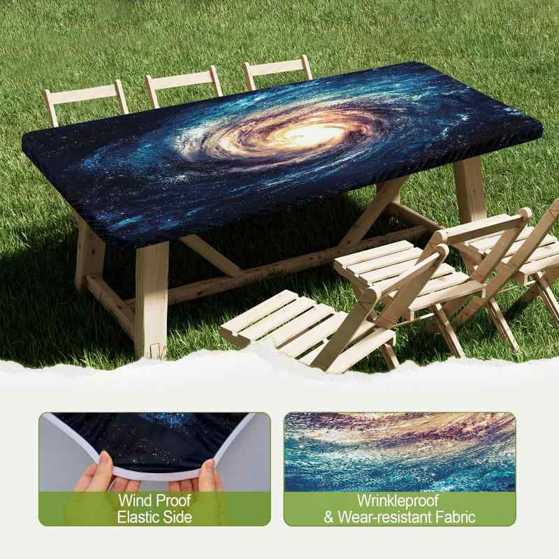 テーブルカバー 長方形 ポリエステル製 テーブルクロス テーブル保護カバー 防水 防汚 防塵 撥水 耐摩耗性 デジタルプリント 星空柄 カラフル モダン シンプル インテリア装飾(x2)