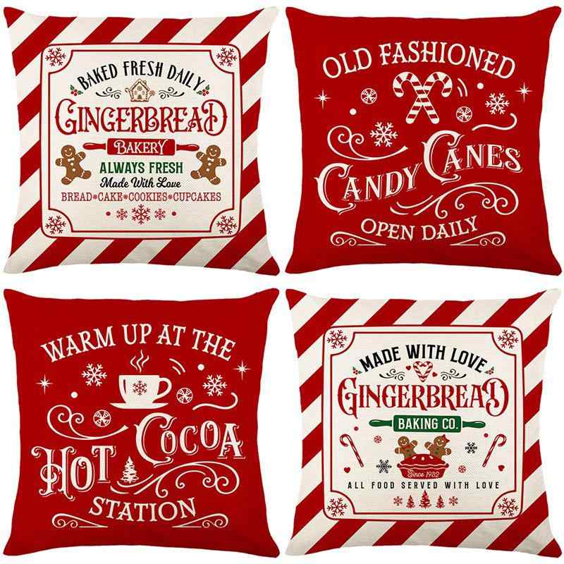 クッションカバー 抱き枕用 ソファ用 クリスマス リネン 麻 家庭用 リビング 寝室 部屋 イベント飾り ..