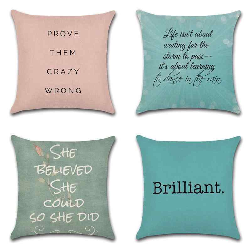 クッションカバー 無地ベース カラフル 英字 アルファベット 漫画風 かわいい リネン インスタ風 リビ..