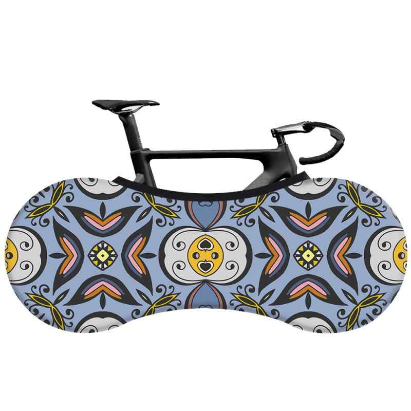 自転車 ユニセックス サイクルカバー マウンテンバイク ロードバイク MTB 4面ストレッチ 再生繊維 ホコリよけ 室内保管 ジオメトリック柄 タイヤ保護 汚れ 傷対策(x2)