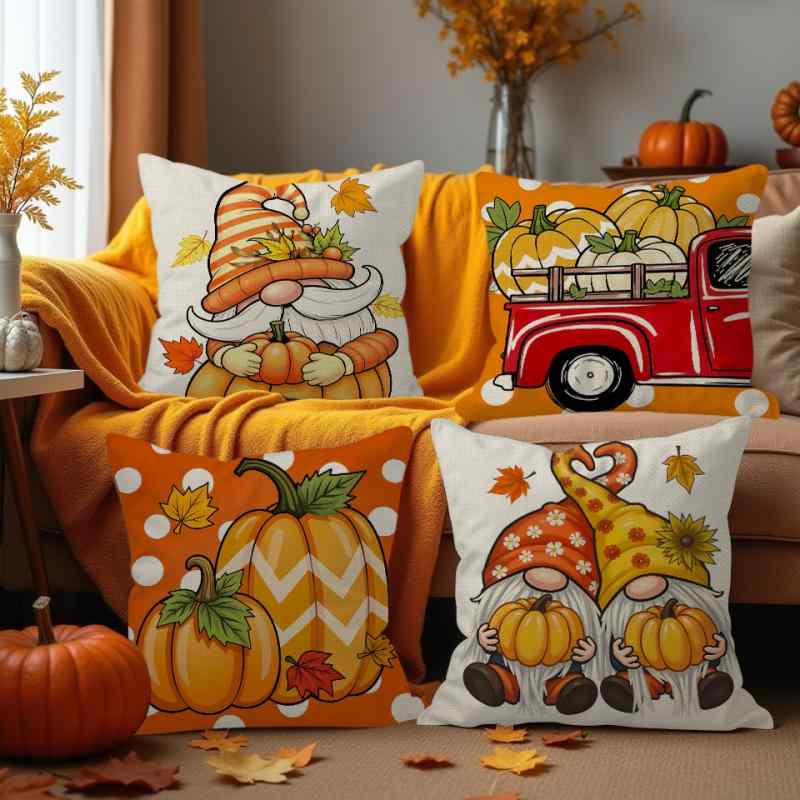 クッションカバー 秋冬 収穫 キャラクタープリント柄 ソファ用 車用 インテリア 抱き枕 ポリエステル ..