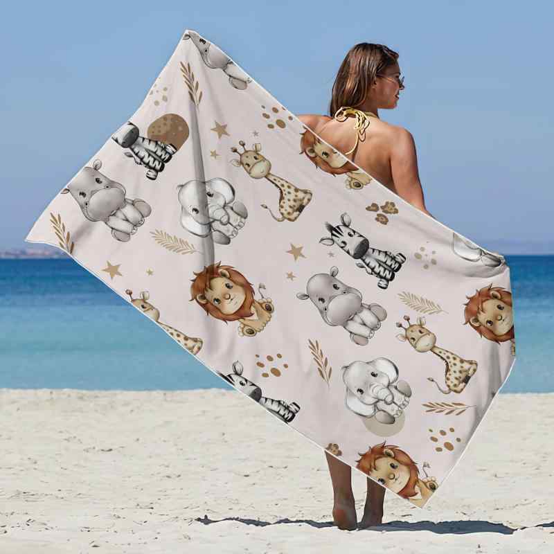 ビーチタオル バスタオル マイクロファイバー 超極細繊維 3Dデジタルプリント 小動物柄 アニマルデザイ..