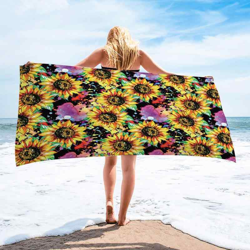 ビーチタオル バスタオル マイクロファイバー 吸水速乾 軽量 ポリエステル 正方形 大判 リーフ柄 植物柄 3Dデジタルプリント 海水浴 プール 旅行 温泉 レジャー ショール 肩掛け マルチクロス(x2)