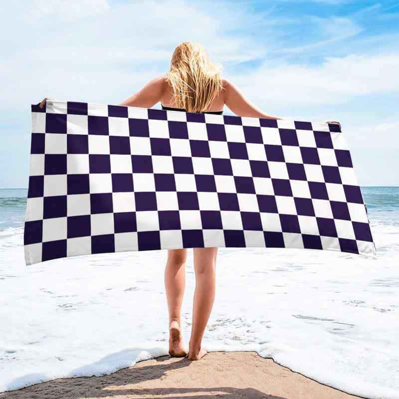 ビーチタオル マイクロファイバー 超極細繊維 大判 タオルケット 吸水速乾 デジタルプリント チェック..