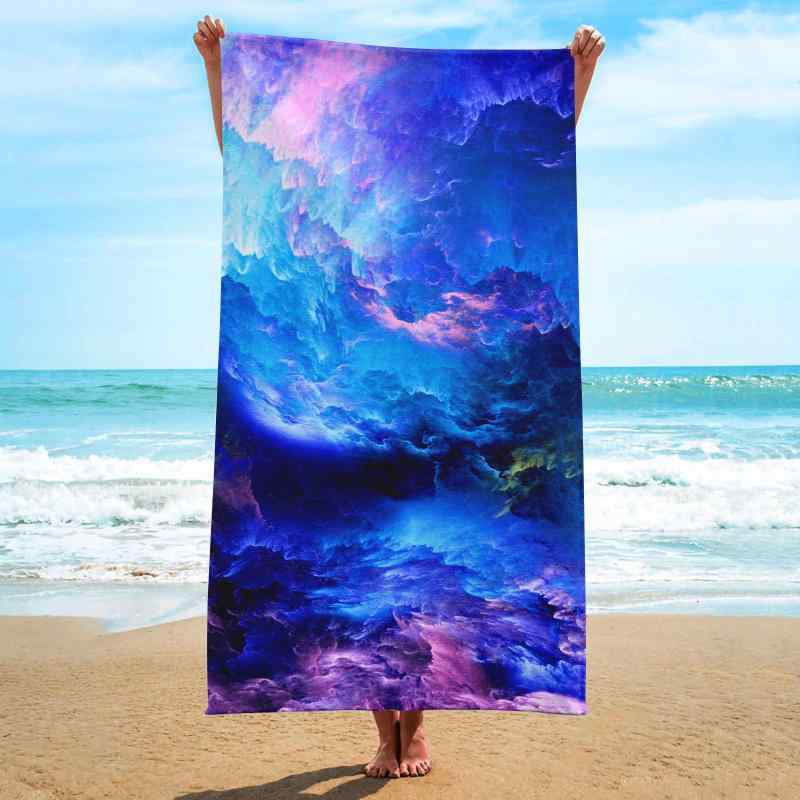 ビーチタオル マイクロファイバー 吸水速乾 ソフト スクエア 大判 星空柄 宇宙柄 ギャラクシー 3Dデジタルプリント 海水浴 プール スポーツ レジャー 春夏(x2)