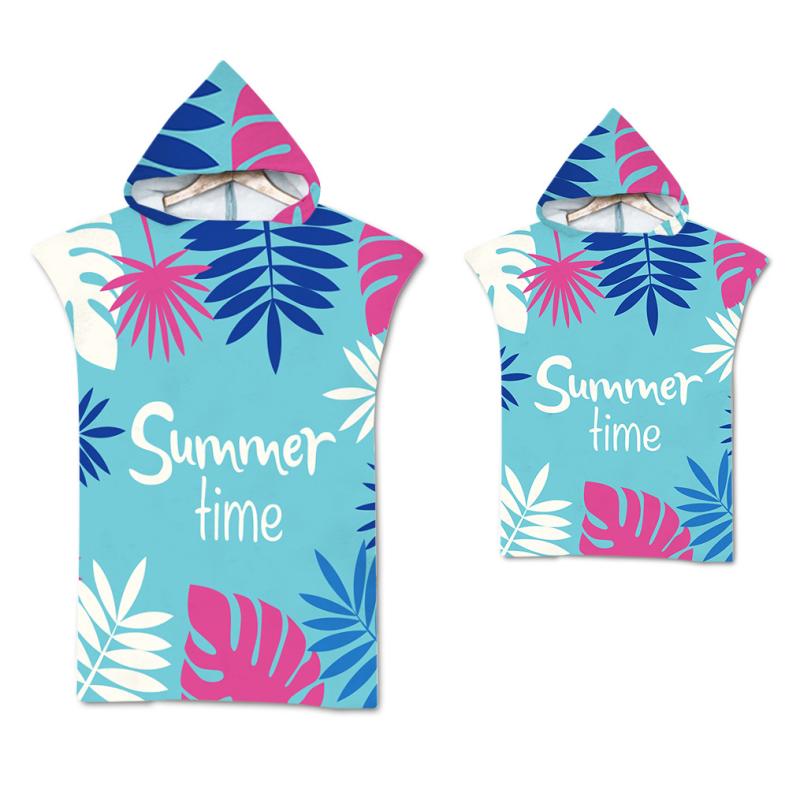 タオルケット ポンチョ 大人 子供 フード付き マイクロファイバー 吸水速乾 ビーチ 海水浴 プール 着替え 湯上り お風呂上り レジャー アウトドア プリント 夏(x2)