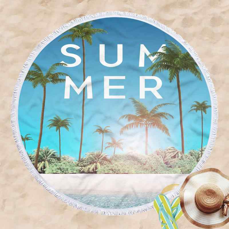 ビーチタオル 大判 円形 印花 3Dデジタルプリント マイクロファイバー ビーチマット ショール ランチマット 多機能 春夏(x2)