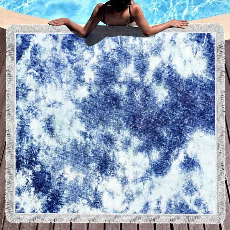 ビーチタオル バスタオル ランチョンマット スクエア 四角形 マイクロファイバー 吸水速乾 軽量 タイダ..