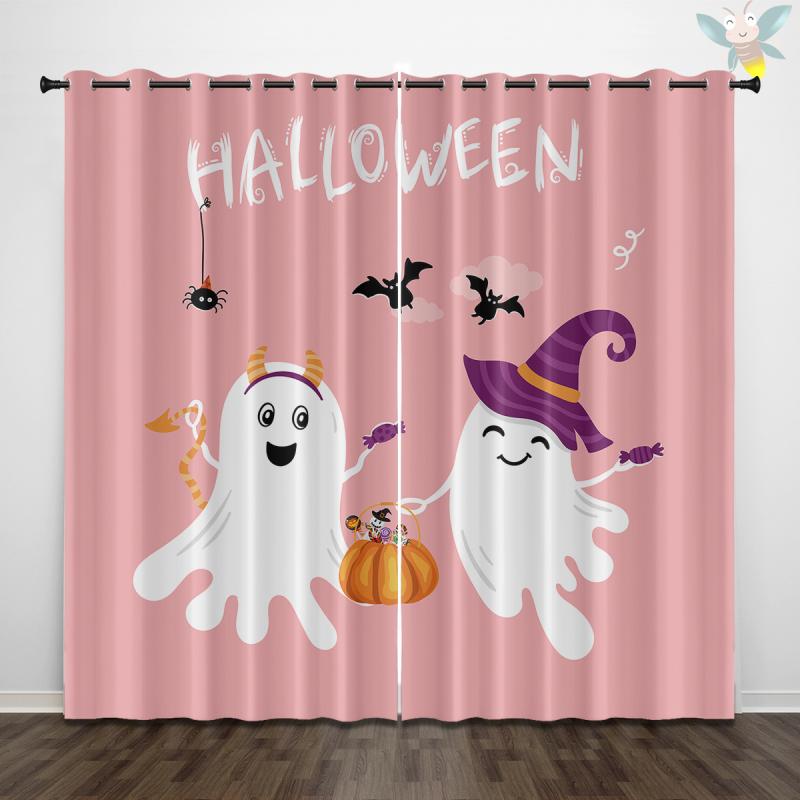 カーテン 高遮光 UVカット 遮熱 ハロウィン柄 デジタルプリント ポリエステル 寝室 リビング 子供部屋 ドレープ