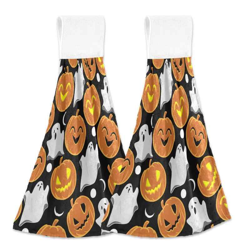 タオル ハロウィン カボチャ ゴースト おばけ キッチン バス 洗面所 トイレ ハンドタオル ふきん クロ..