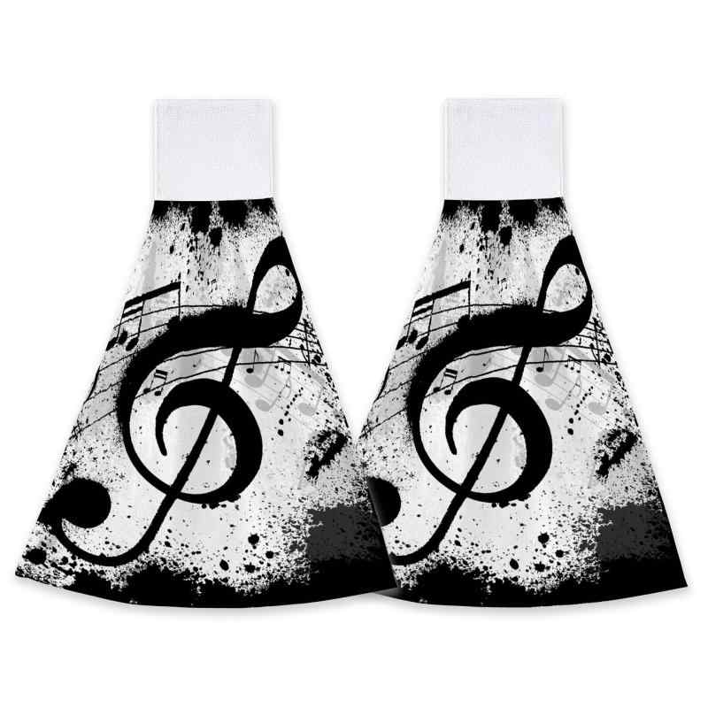 タオル 台所 浴室 洗面所 トイレ用 ハンドタオル ふきん 手拭き 音符柄 音楽デザイン 吊り下げ式 高吸..