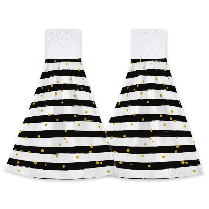 タオル キッチン 浴室 洗面所 ハンドタオル ふきん クロス 吸水性 速乾性 吊り下げフック付き ストライ..