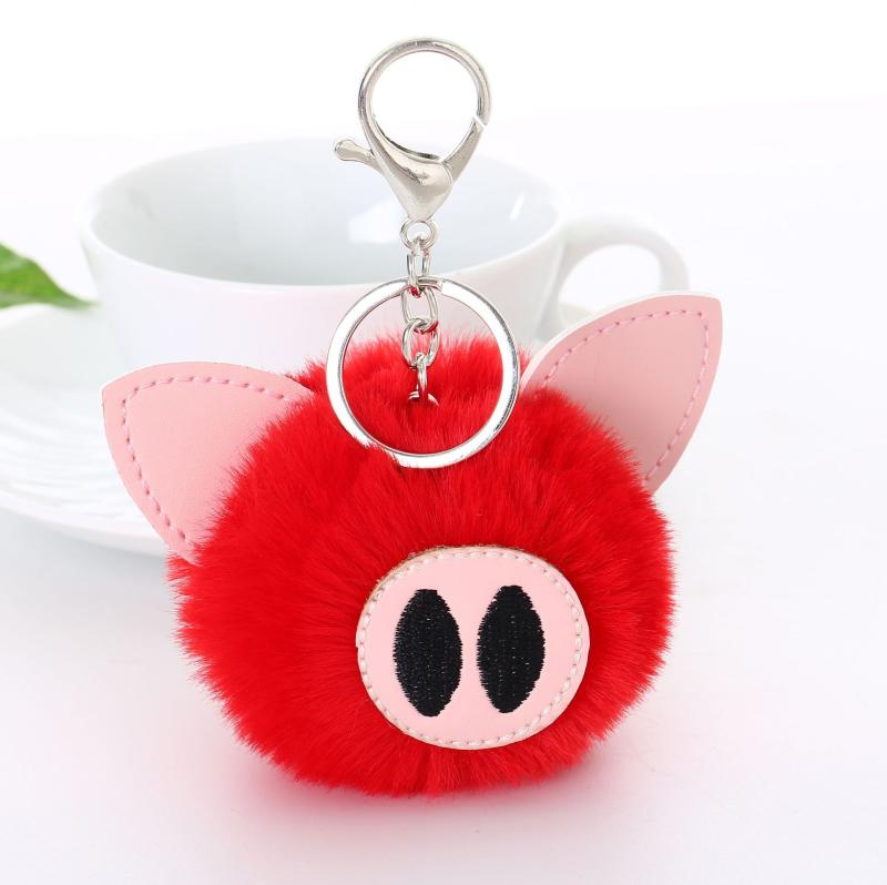 バッグチャーム レディース 豚 ピッグ ファー ポンポン キーホルダー かわいい 動物モチーフ おしゃれ 韓国ファッション 鞄 車用 メタル 多色展開 プレゼント 普段使い