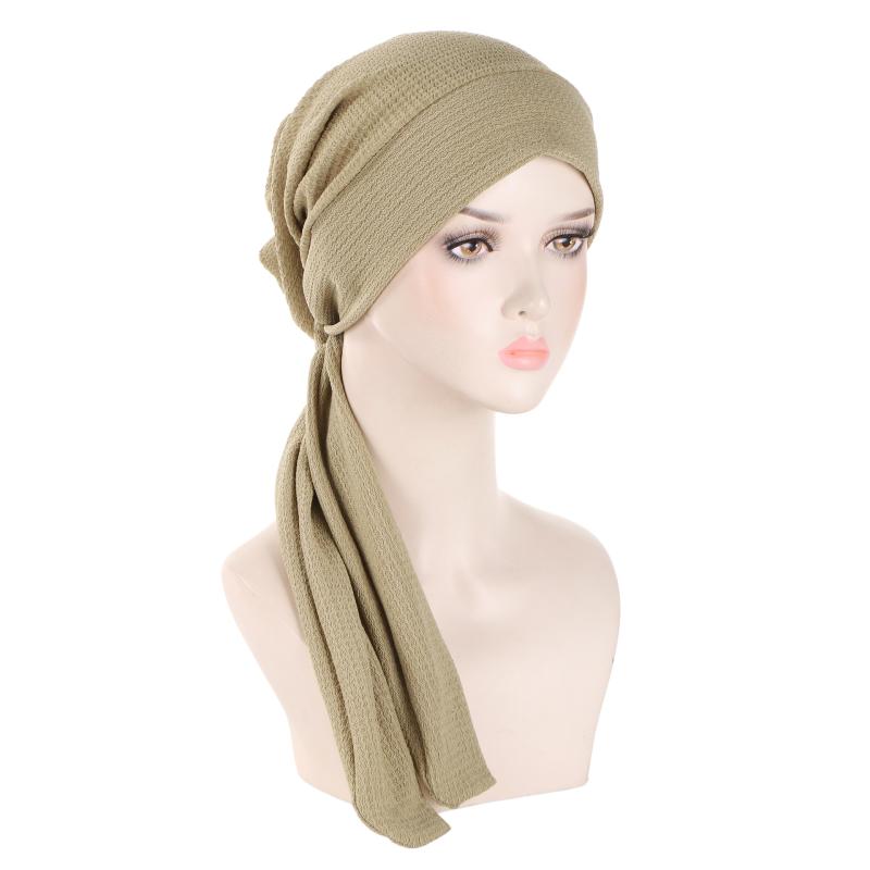 医療用帽子 レディース 女性用 無地 ポリエステル ターバンキャップ ヘッドスカーフ ロングテール ウェ..