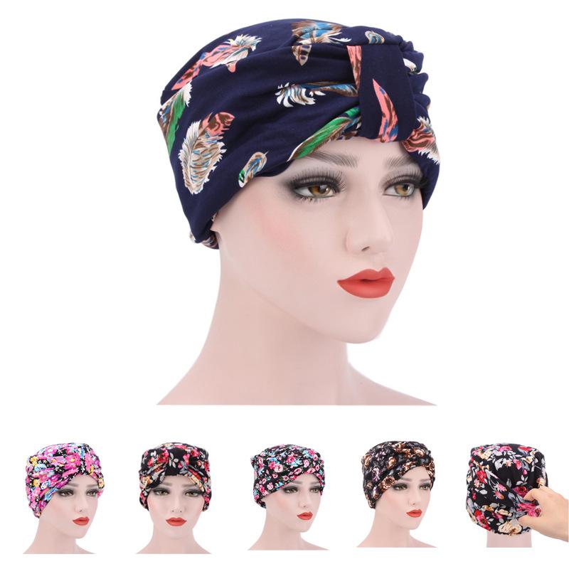ターバン 男女兼用 大人用 ダブルレイヤー ムスリム ヘッドスカーフ 小花柄 インド帽 コットン サイズ..