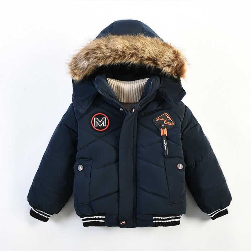 キッズ 男の子 ボーイズ 幼児 1-3歳 中綿ジャケット コート 冬物 防寒 保温 あったか 長袖 フード付き 取り外し可能 ジップアップ ポリエステル 普段使い 通園