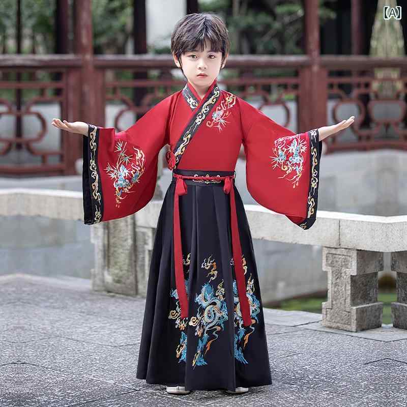 漢服 男の子 ボーイズ 中国風 唐装 古装 侠客 かっこいい 子供 キッズ 衣装 イベン...