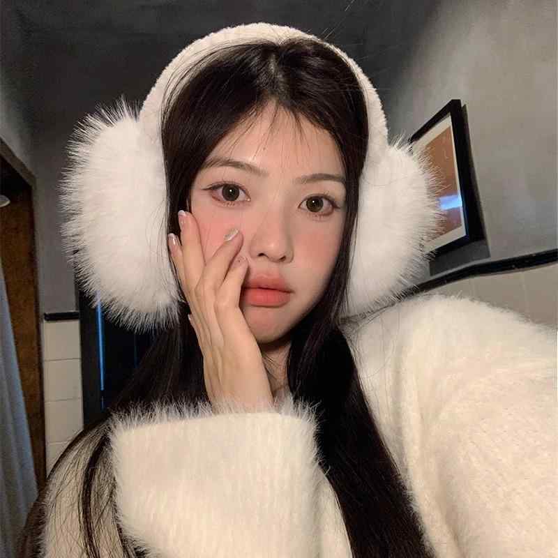イヤーマフ レディース 女性用 白 ホワイト アイボリー 冬 防寒 あったか 保温 厚手 かわいい ふわふわ..