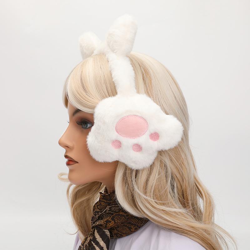 イヤーマフ レディース 秋冬 ボア ファー もこもこ かわいい 猫 肉球モチーフ 防寒 韓国風 カジュアル ..