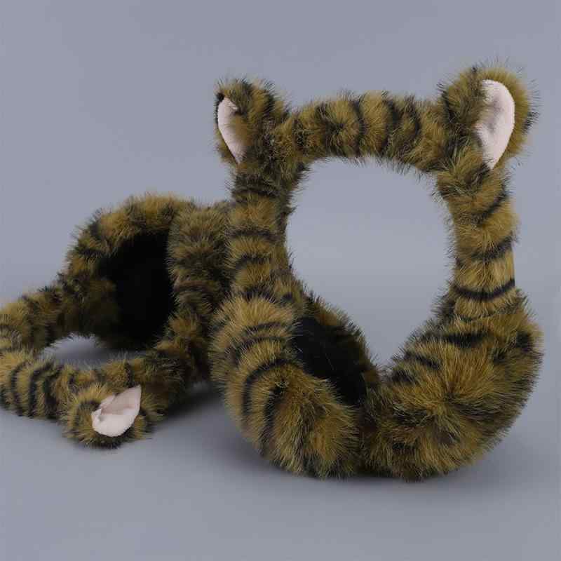 イヤーマフ ユニセックス ネコ柄 折りたたみ かわいい もこもこ フェイクファー ボア あったか 防寒 保..
