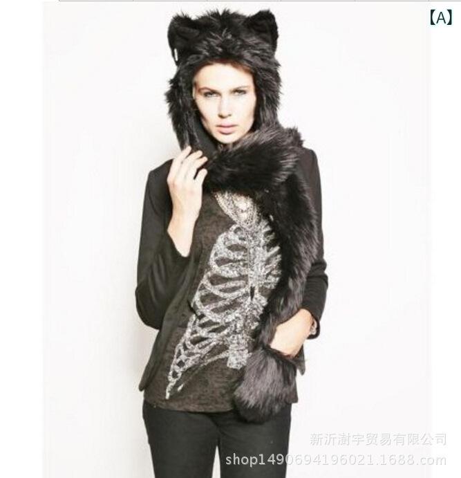 アニマル帽子 ユニセックス 男女兼用 フェイクファー エコファー もこもこ ふわふわ かわいい キャラク..