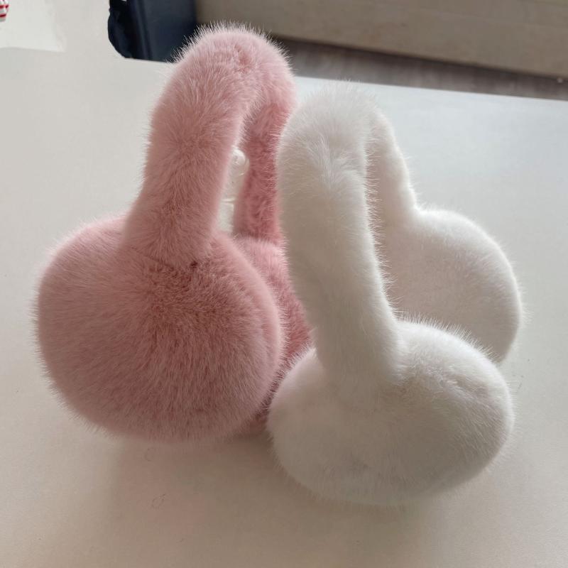 イヤーマフ 男女兼用 フェイクミンクファー ボア ふわふわ もこもこ 保温 防寒 あったか 耳当て 秋冬 通勤 通学 アウトドア かわいい ブラック グレー ピンク(x2)