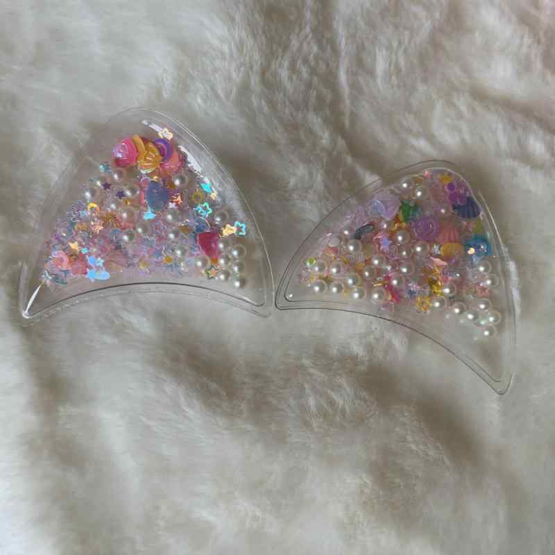 ヘアアクセサリー キッズ 女の子 クリアラメ キラキラ ねこ 猫耳 フルーツ 星 モチーフ 樹脂製 かわい..