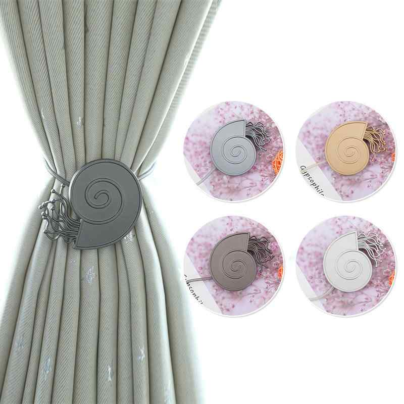 カーテンアクセサリー マグネット式 タッセル 磁石 留め具 カーテンクリップ 海螺柄 シェルデザイン ユ..