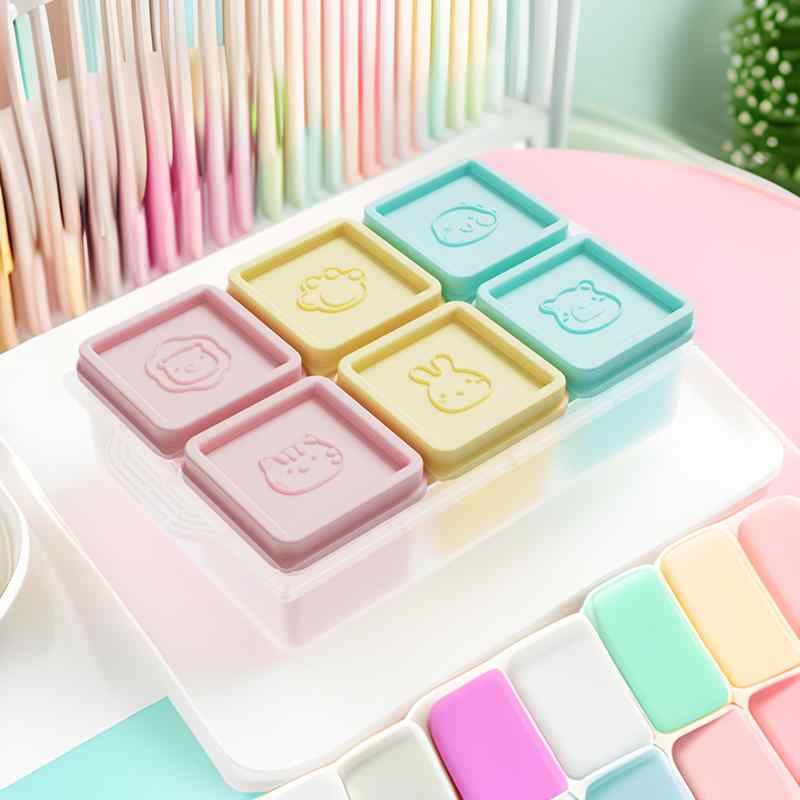 ベビー離乳食ケース シリコン製 大容量6ブロック 幼児食 おやつ 冷凍保存容器 蓋付き 製氷皿 アイストレー 簡単脱型 モールド