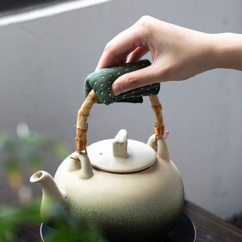 茶巾 和風 綿麻 ガーゼ カスミソウ柄 吸水性 厚手 ふきん ティーマット ティーテーブルクロス 茶台 茶道具 おしゃれ(3)