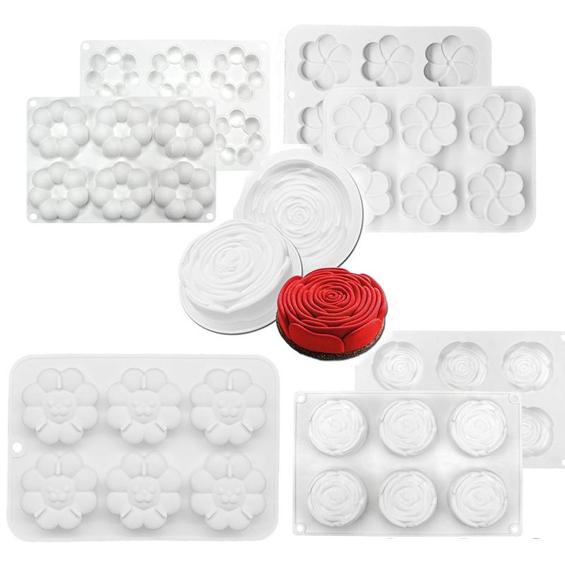 製菓型 シリコンモールド ローズ プルメリア 花 月餅 ムース ドーナツ プリン 緑豆菓子 チョコレート ..
