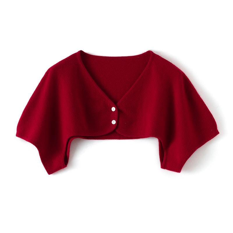 ニット 男女兼用 純カシミヤ Vネック 肩当て ショート丈 ボレロ ショール 秋冬 防風 保温 冷え対策 普..