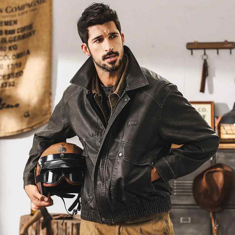 レザージャケット メンズ 男性用 アメリカンカジュアル アメカジ ヴィンテージ ライダース 革ジャン フェイクレザー PUレザー ゆったり ルーズフィット 襟付き クール ワイルド ジップアップ ミドル丈 秋冬 アウター