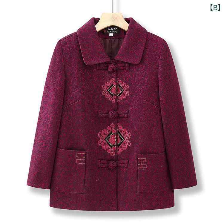 アウター ミセス 婦人 60代 70代 ゆったり オーバーサイズ ジャケット 春秋 襟付き トップス レッド パープル 普段使い お出かけ カジュアル