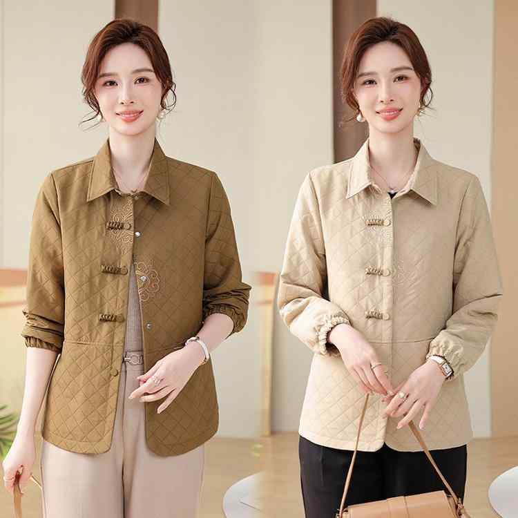 ジャケット ミセス 女性用 ママ向け 春秋 チャイナ風 エスニック カジュアル 通勤 アウター ブルゾン ..