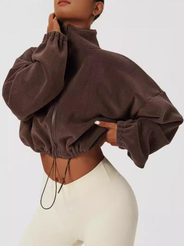 フリースジャケット レディース スポーツ 秋冬 スタンドカラー ゆったり リラックスフィット 裏起毛 ジップアップ 長袖 ポケット付き ポリエステル 中厚手 普段使い カジュアル