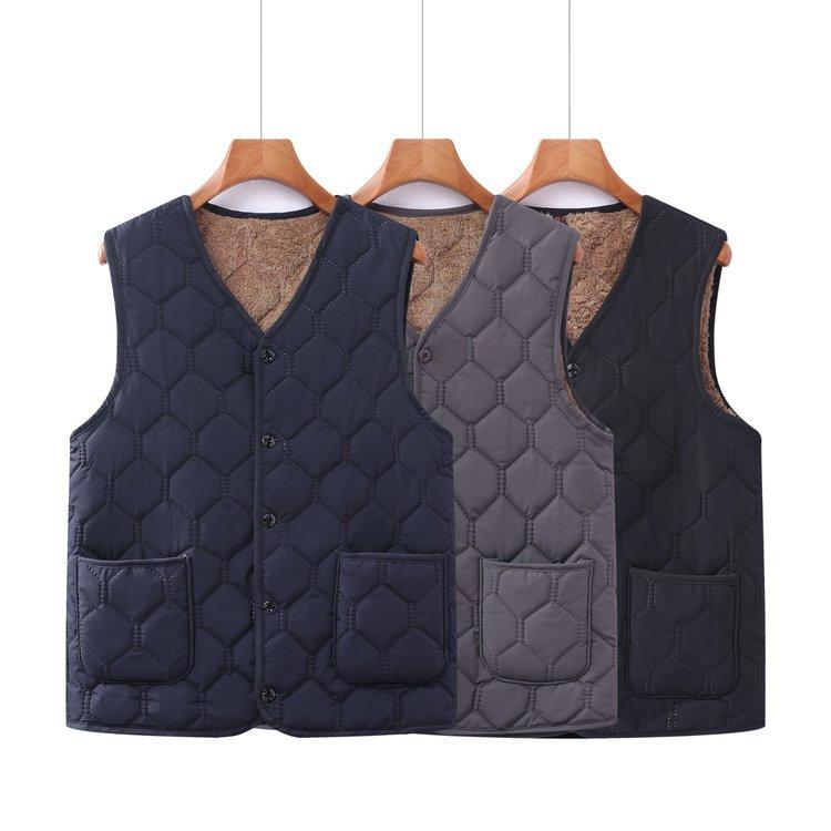 ベスト メンズ シニア 裏起毛 厚手 秋冬 保温 防寒 カジュアル 部屋着 ゆったり ルーズフィット ポリエステル素材 グレー ブラック ネイビー